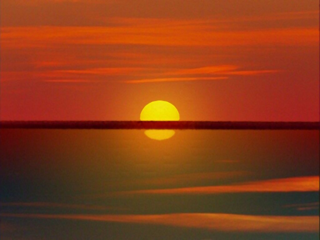 Orange-red sunrise or sunset. Paul Pfeiffer, Sammlung Goetz Munich