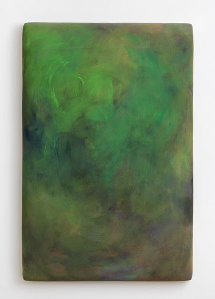 Large-format abstract painting in greenish tone on a soft-looking ground. Gotthard Graubner, Sammlung Goetz, Munich