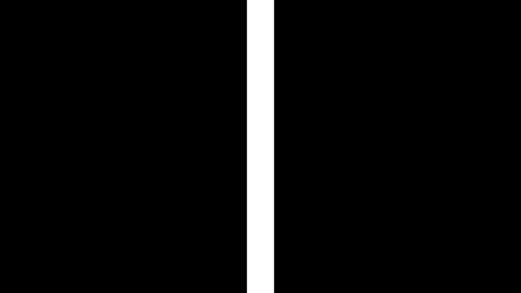 Zwei schwarze horizontale Rechtecke, getrennt von einem weißen Balken. Gerwald Rockenschaub, Sammlung Goetz, München