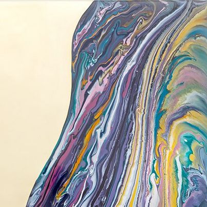 © Clement Page Abstract painting with purple, green and yellow gradients on eggshell colored background