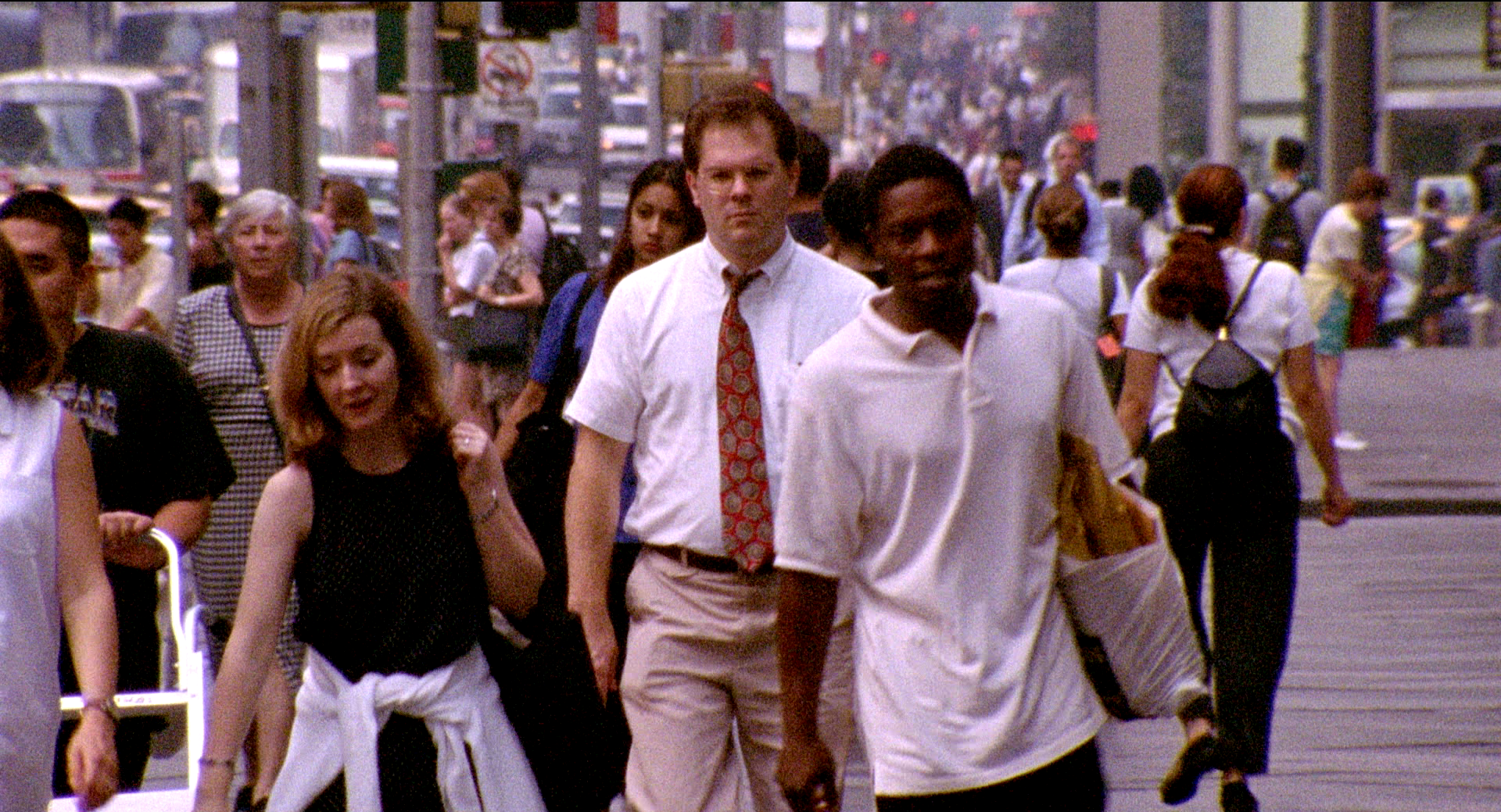 Video still, crowd in the street of New York 