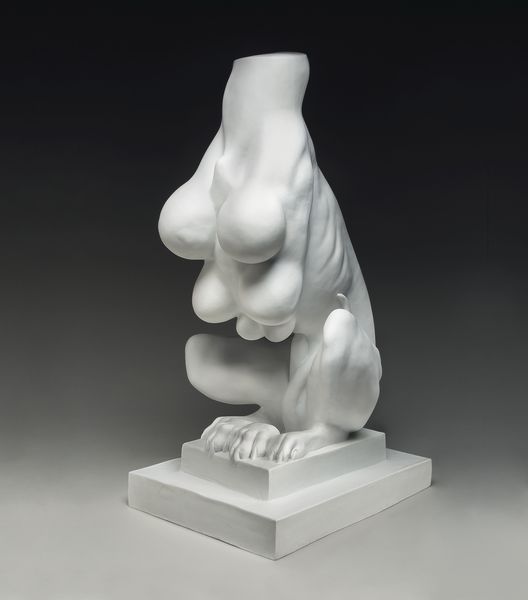 Hybrid creature with six breasts without head and three dog claws as a white porcelain sculpture. Louise Bourgeois, Sammlung Goetz Munich 