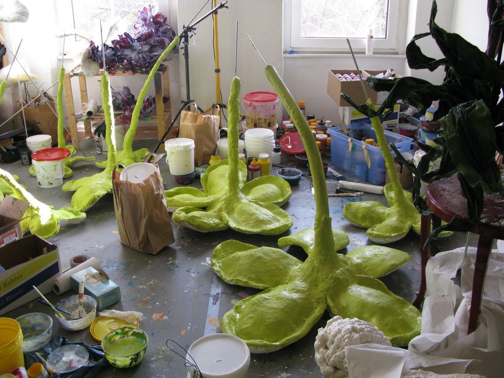 Flower sculptures fill the apartment of Nathalie Djurberg and Hans Berg, photo: Hans Berg/VG BILD-KUNST Bonn